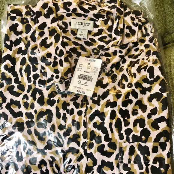 J Crew Leopard Button-Up Cotton Poplin Shirt - Picture 6 of 7